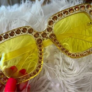 Yellow rhinestone sunglasses